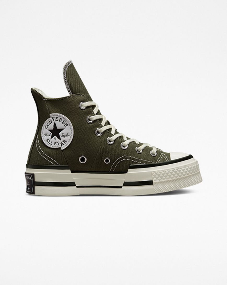 Women\'s Converse Chuck 70 Plus High Top Shoes Olive / Black | AU 5C038X